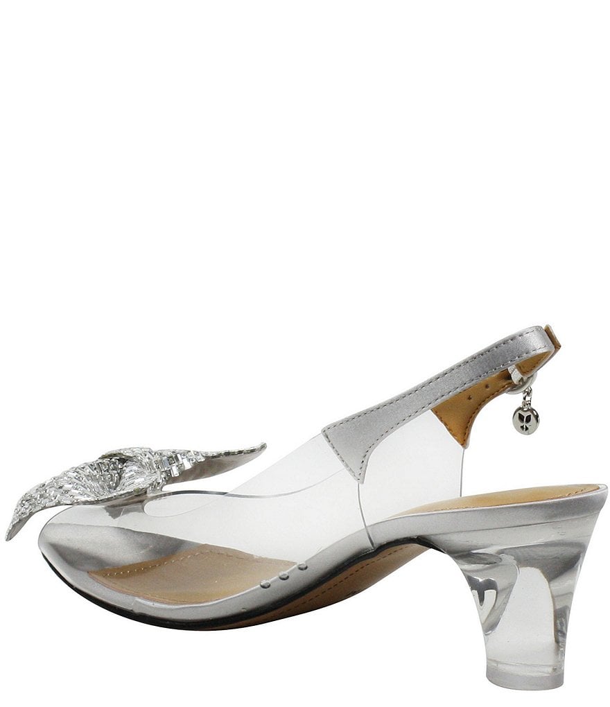 J.Renee Ramillo Rhinestone Studded Bow Detail Peep Toe Slingback Pumps