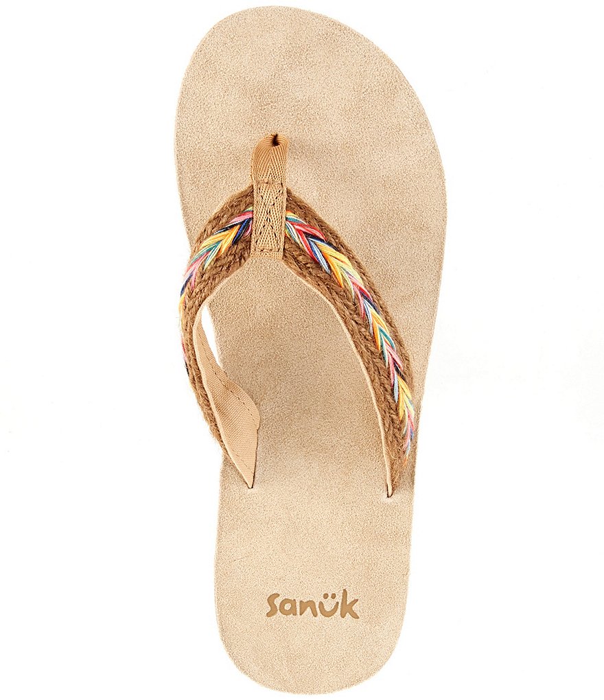 Sanuk Women's Fraidy Hemp Rainbow Flip Flops