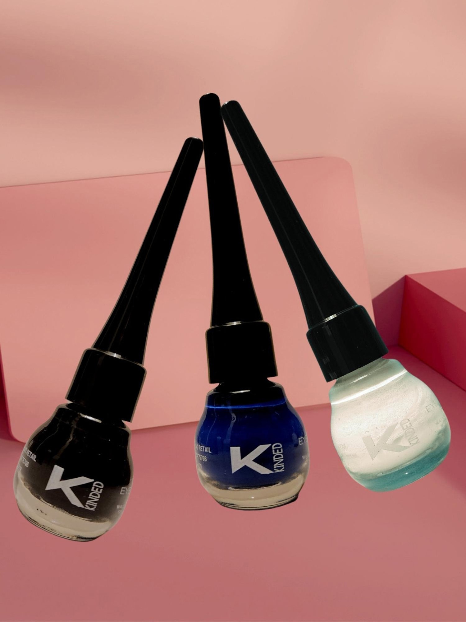 KINDED Liquid Eye Liner Midnight Black, Royal Blue & White Pearl Combo