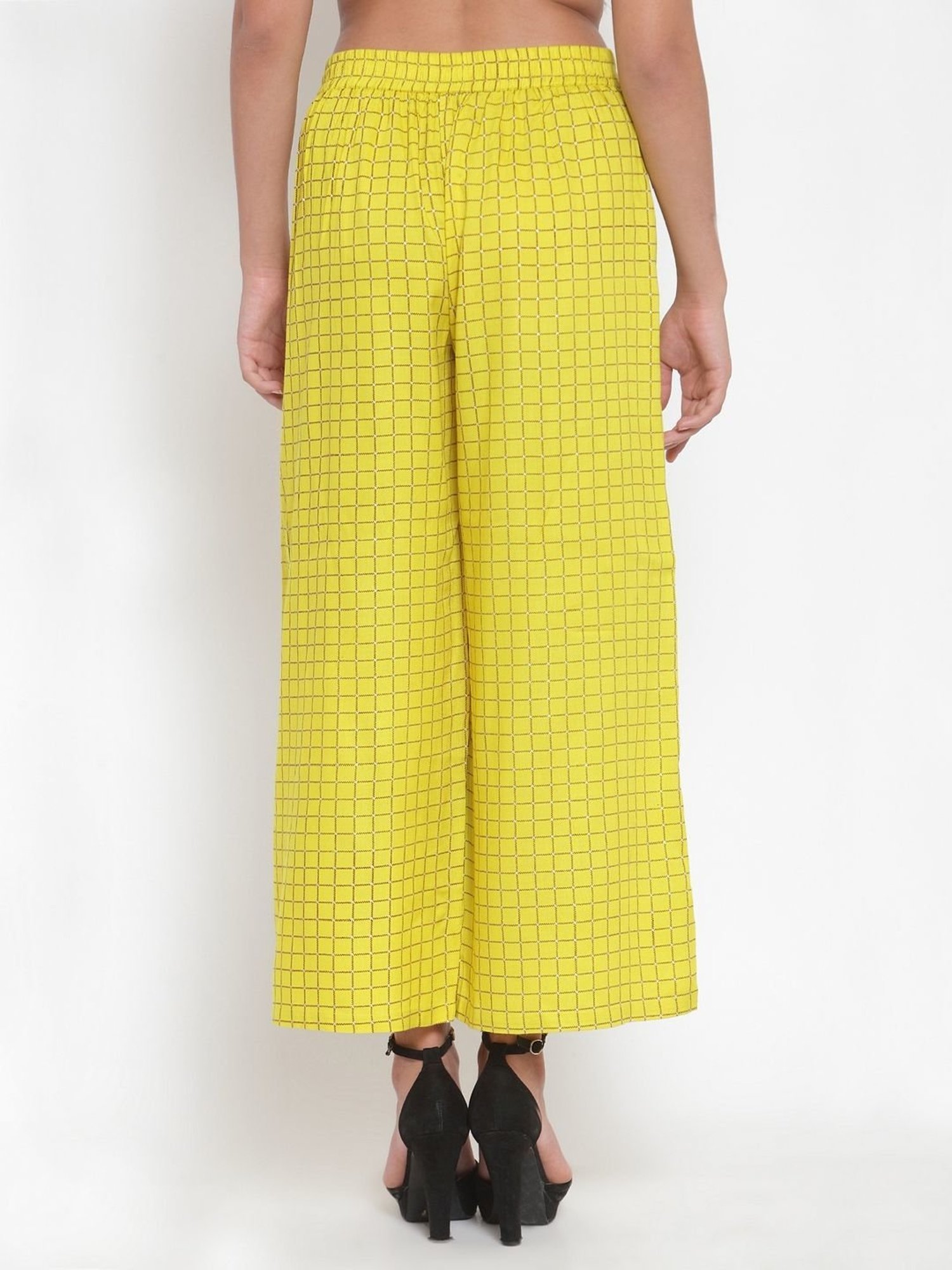 Indibelle Yellow Chequered Palazzos