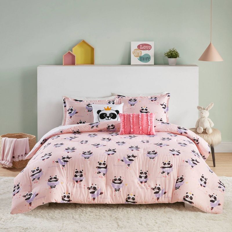 Full/Queen Patty Ballerina Panda Cotton Comforter Set Pink