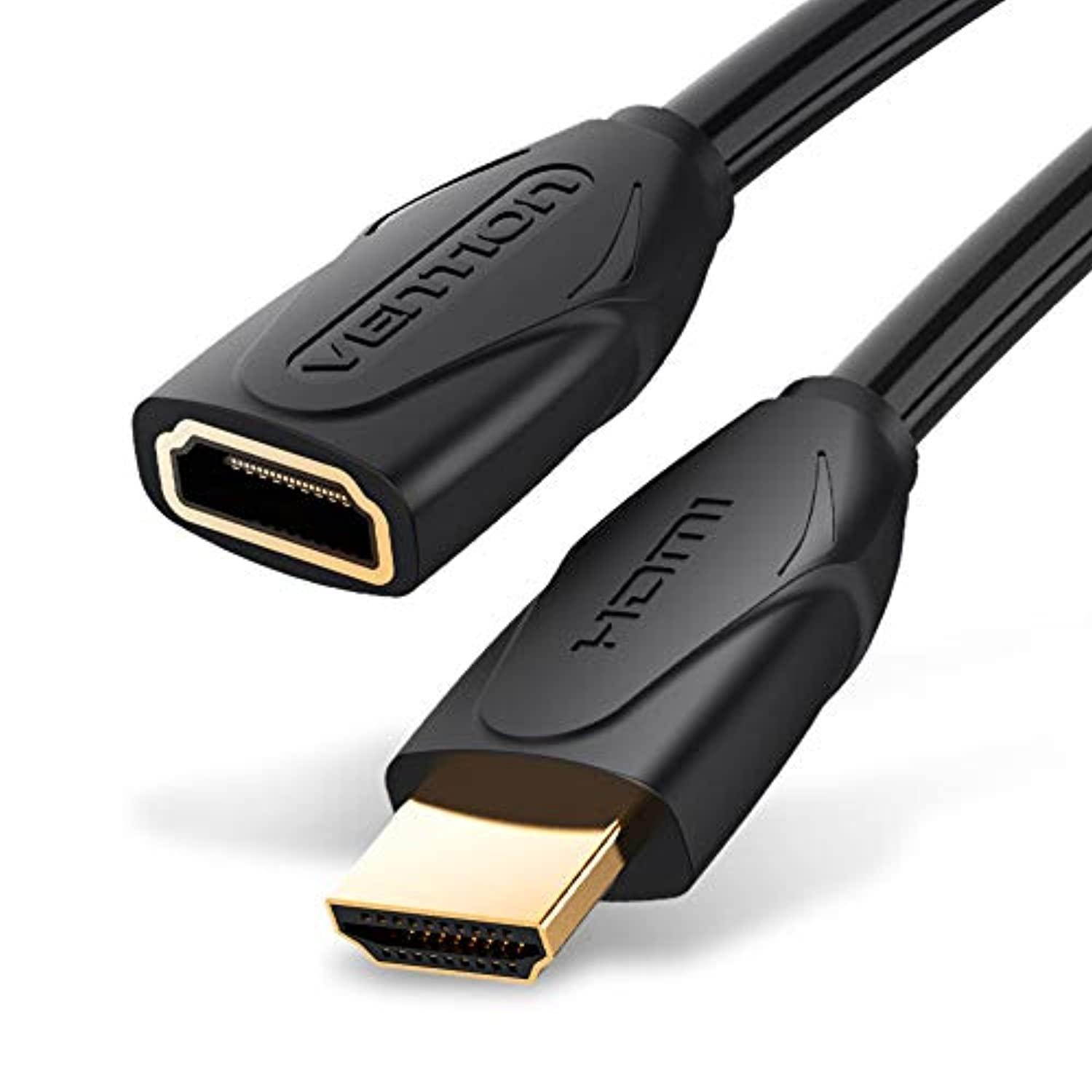 hdmi extension cable, vention high speed 4k hdmi extender cable male to female 4k@30hz audio return compatible with xbox one s 360, ps4, apple tv, blu ray player, wii u etc (10ft)