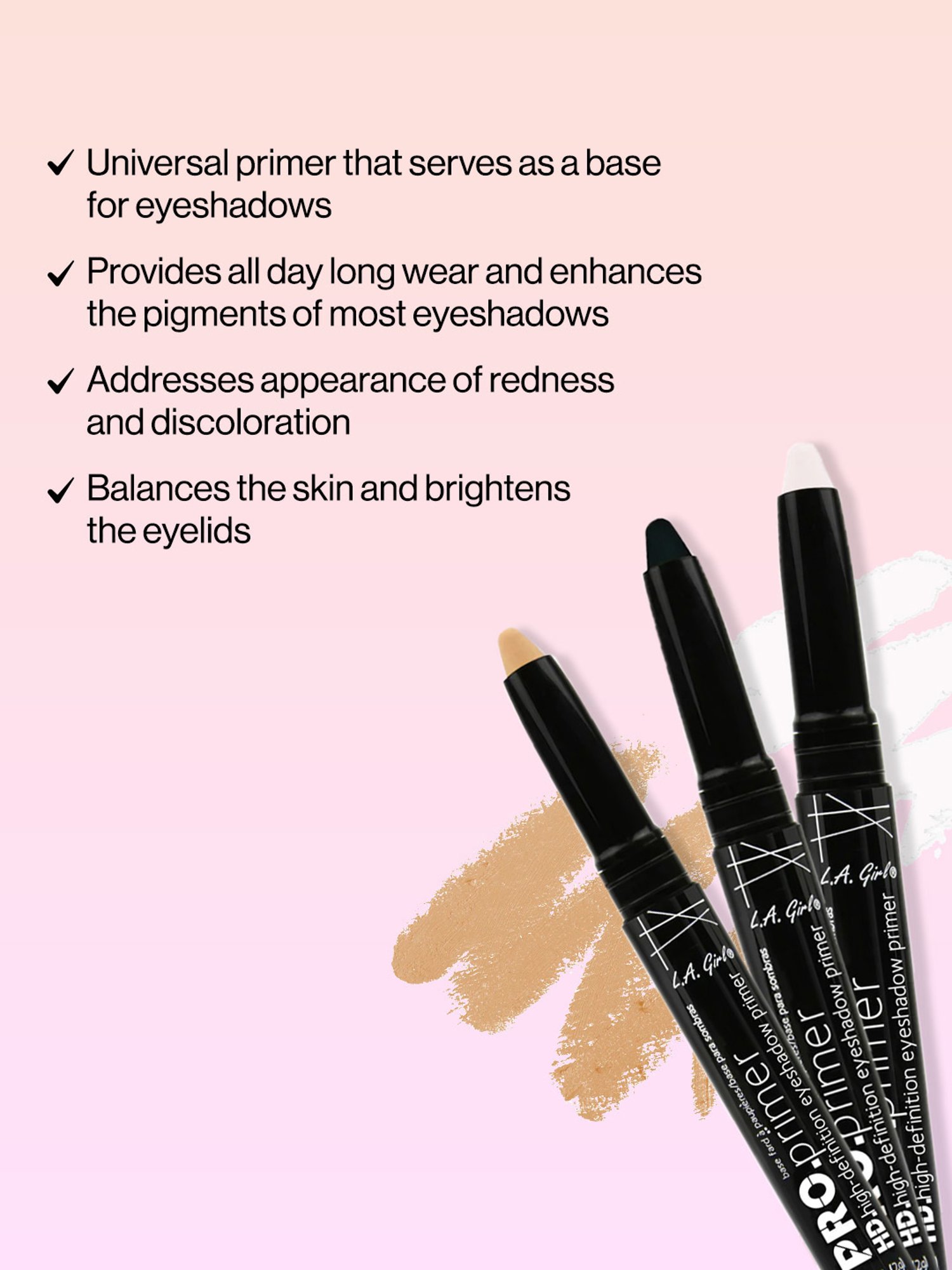 L.A. Girl HD Pro Primer Eyeshadow Stick White - 2 gm