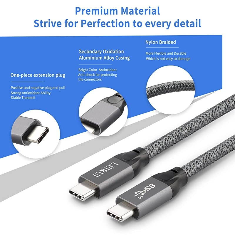 USB C to USB C 31 Gen 2 Cable 66 Feet USB Type C Cable PD 100W 5A Fast Charger Cable with EMarker20GbpsCompatible with MacBook AirProThunderbolt 3iPad Pro 2018 2019Galaxy S10 S9