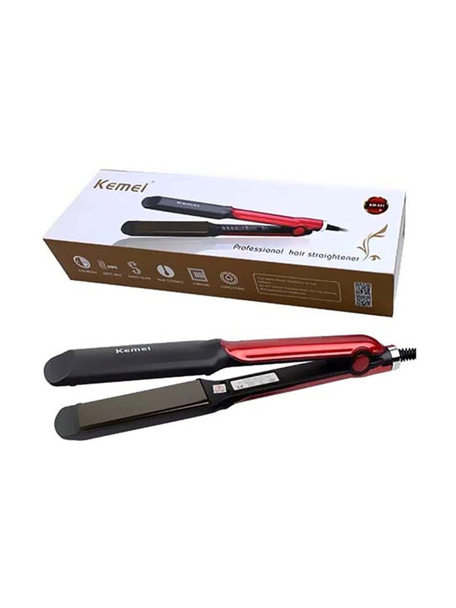 Kemei KM-531 Professional Hair Straightener (Red and Black)