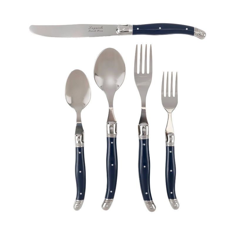 French Home Laguoile 20pc Stainless Steel Silverware Set Navy