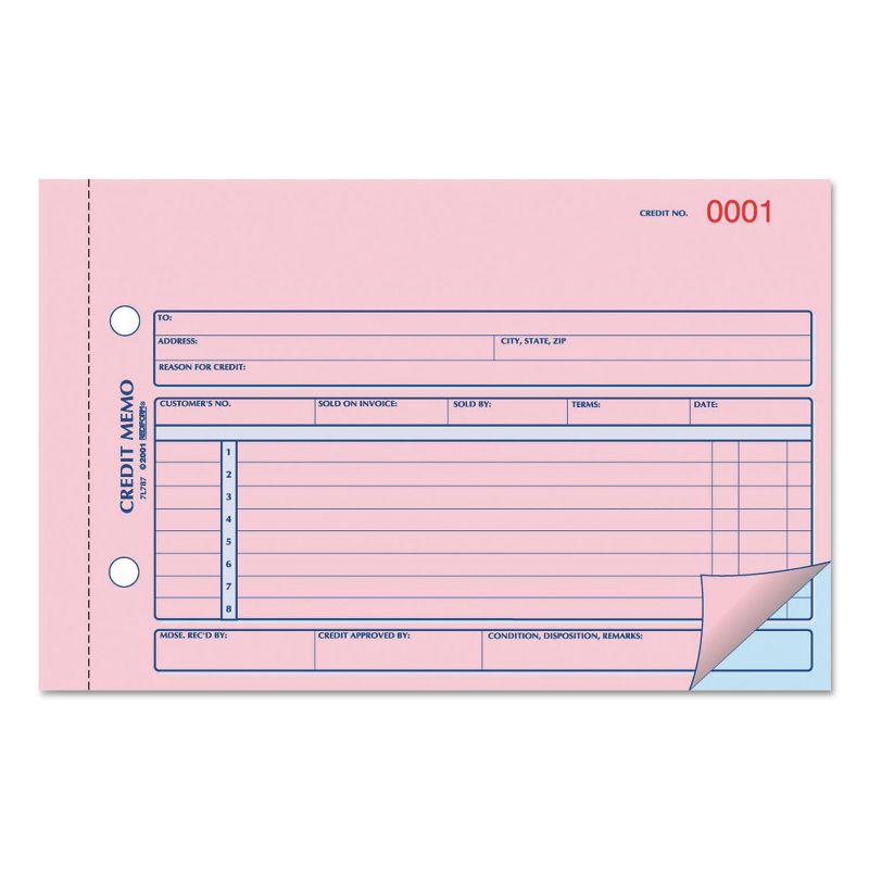 Rediform Credit Memo Book 5 1/2 x 7 7/8 Carbonless Triplicate 50 Sets/Book 7L787