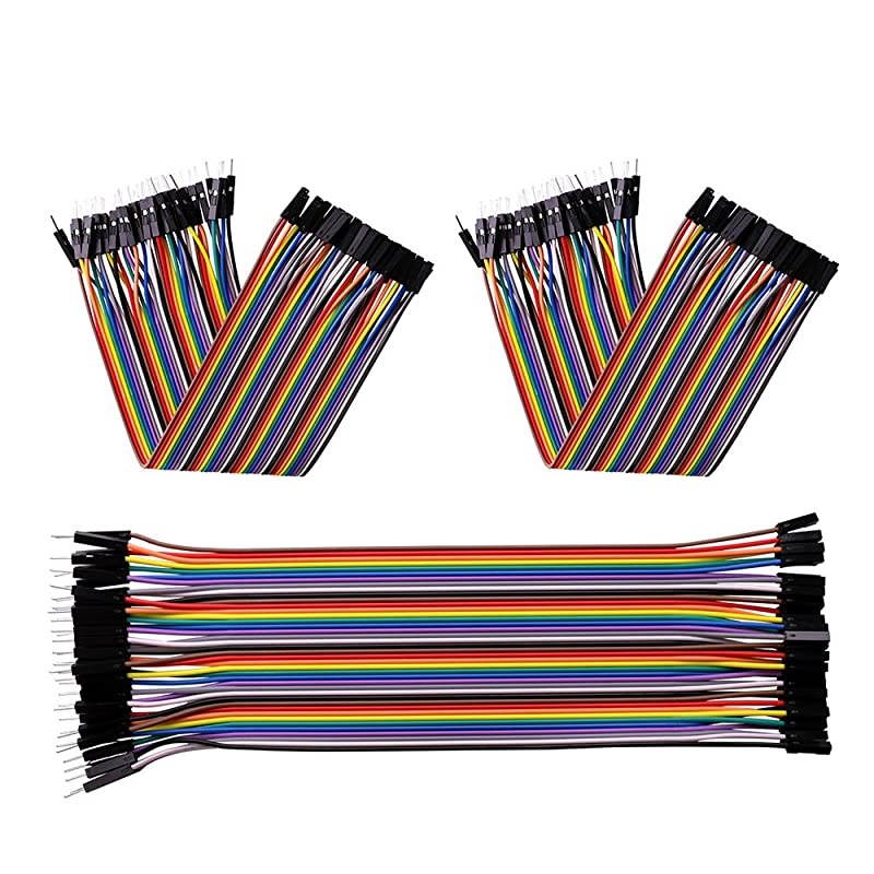 ELCP004 120pcs Multicolored Dupont Wire 40pin Male to Female 40pin Male to Male 40pin Female to Female Breadboard Jumper Wires Ribbon Cables Kit for arduino