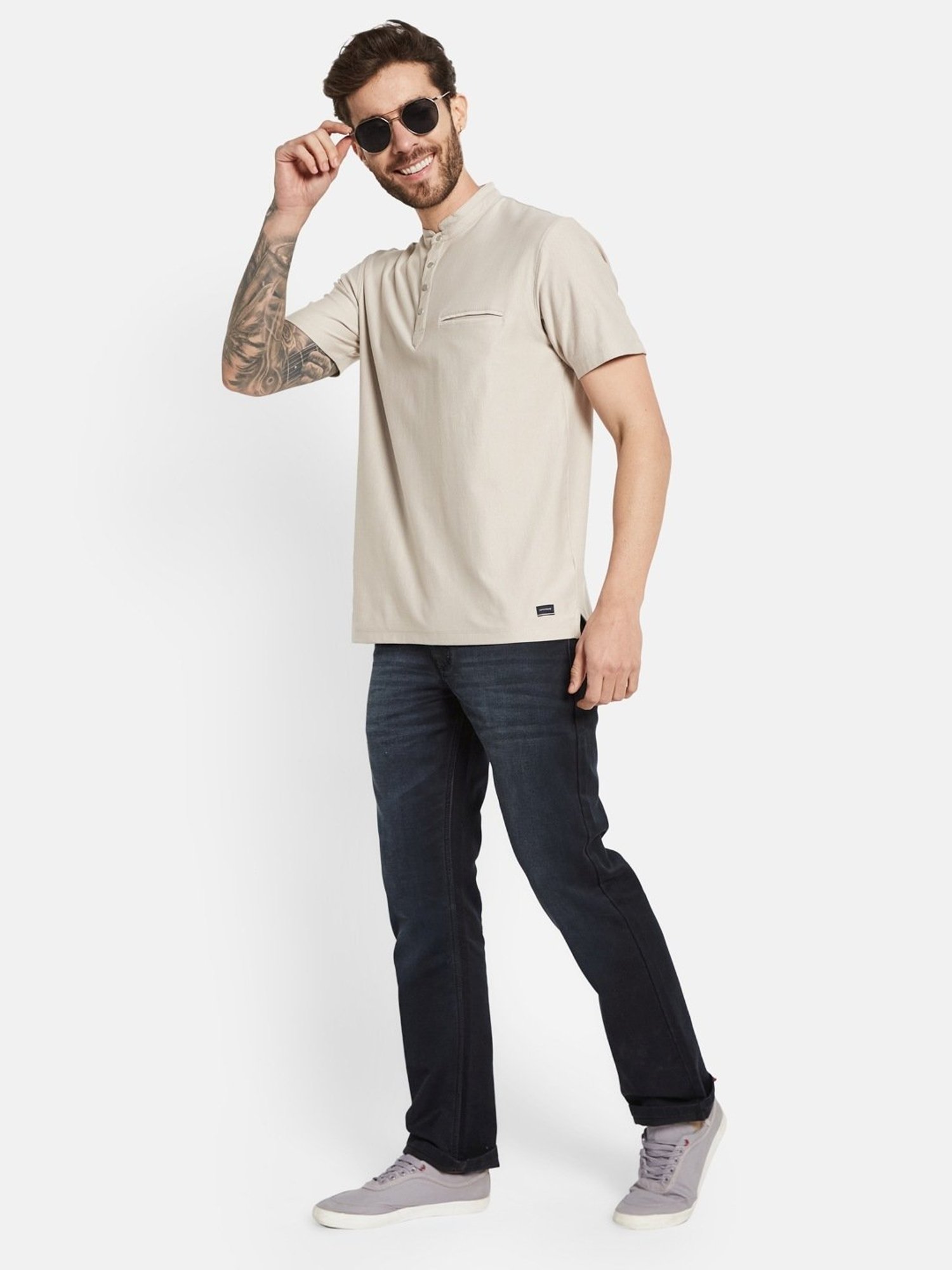 Octave Mastic Cotton Regular Fit Henley T-Shirt