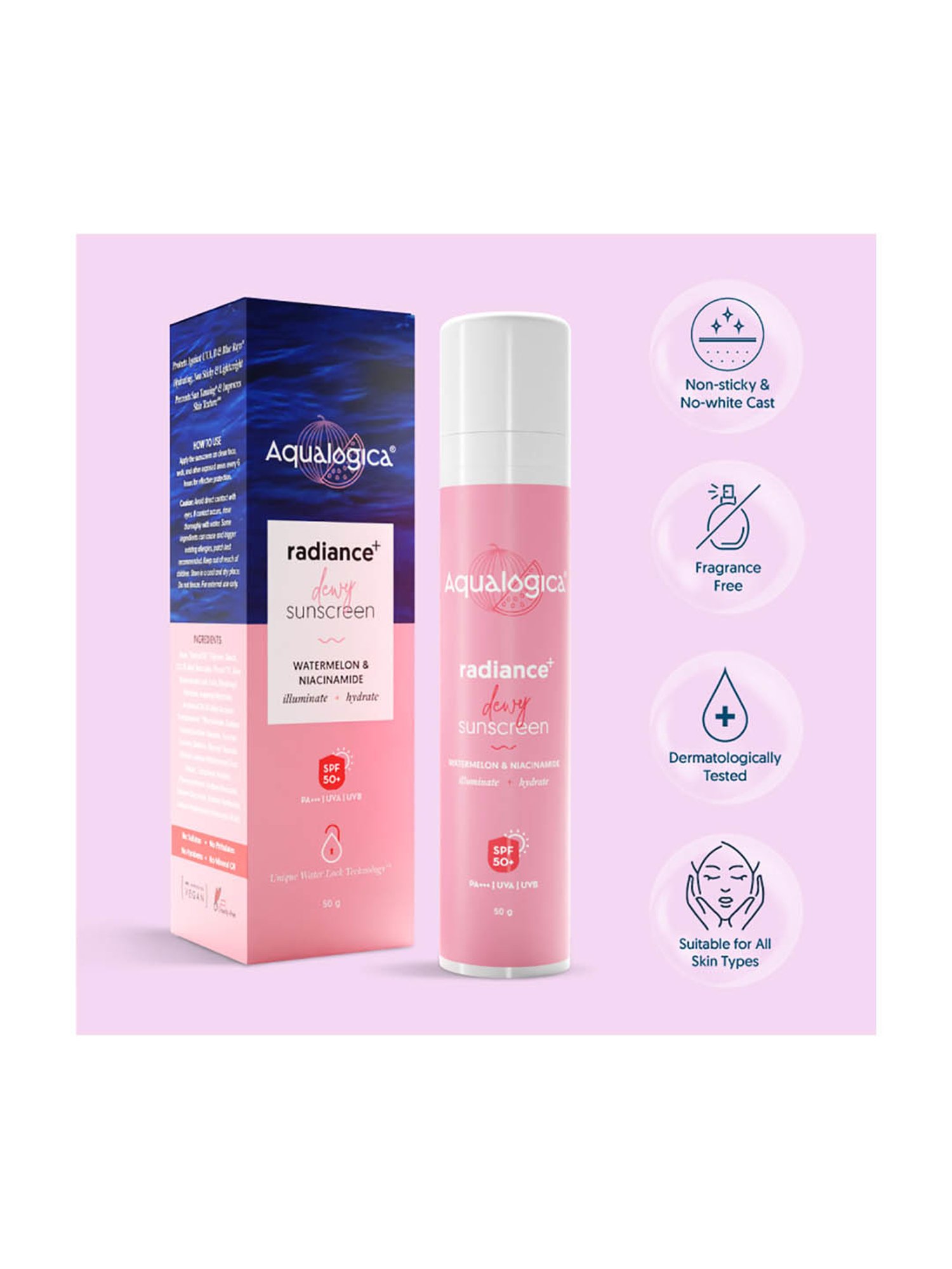 Aqualogica Radiance+ Dewy Sunscreen SPF 50 - 50 gm