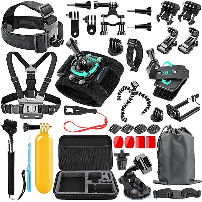 48in1 Accessories Kit for GoPro Hero 8 Max 7 6 5 4 3 3+ 2 1 Black GoPro 2018 Session Fusion Silver White Insta360 DJI AKASO APEMAN YI Campark SJCAM XIAOMI Sony Sports DV Action Camera