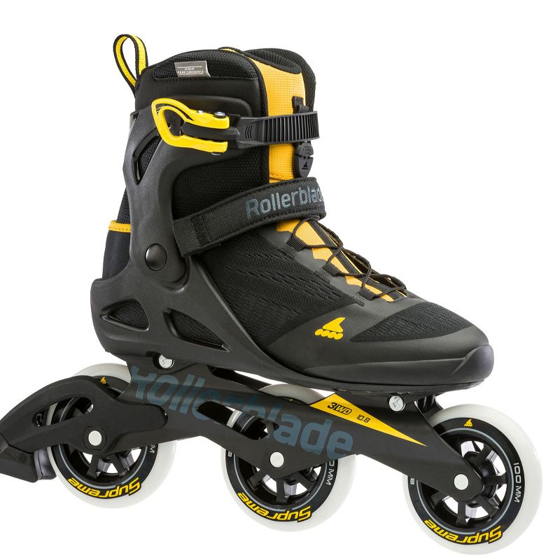 Rollerblade Macroblade 100 3WD Men's Adult Outdoor Fitness Inline Roller Skate Size 12.5, Black and Yellow