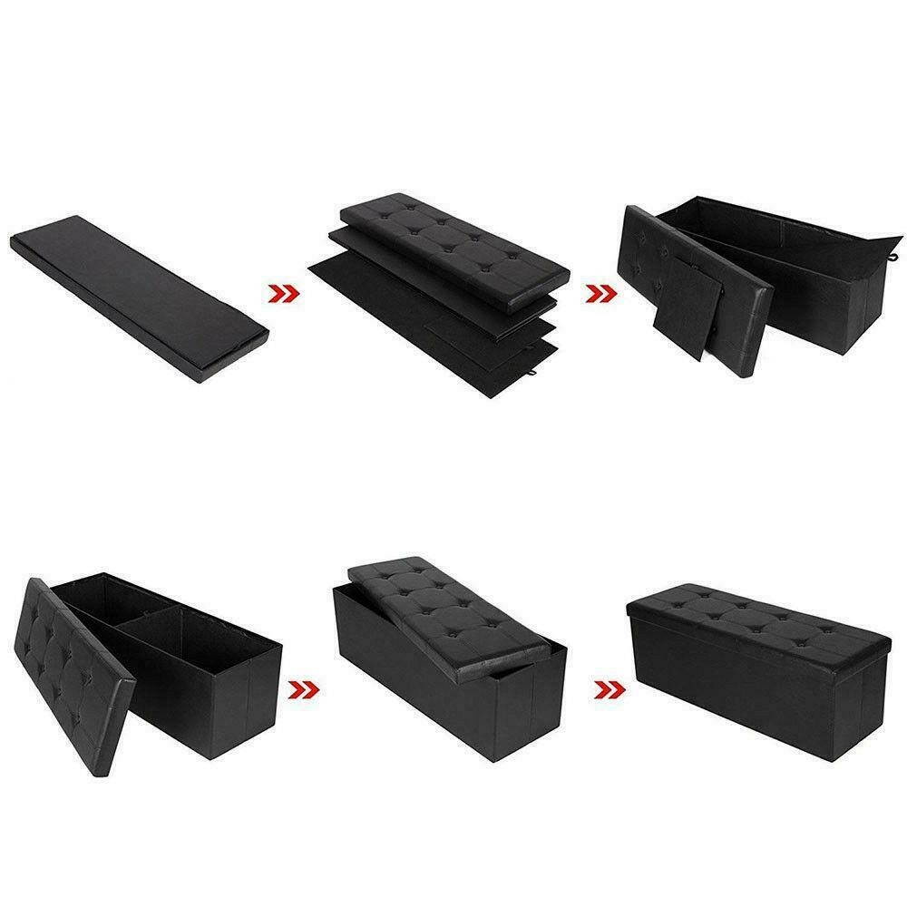 43" L PU Shoe Storage Bench Shelf Soft Seat Stool Organizer Entryway Ottoman