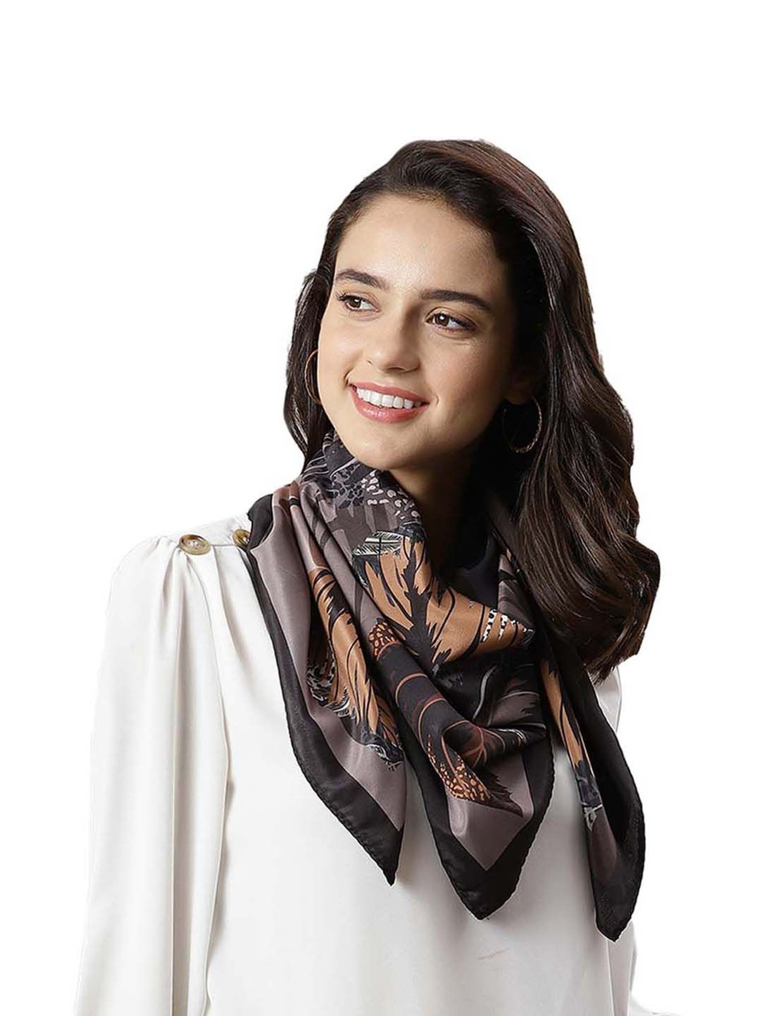 Tossido Brown Printed Stole