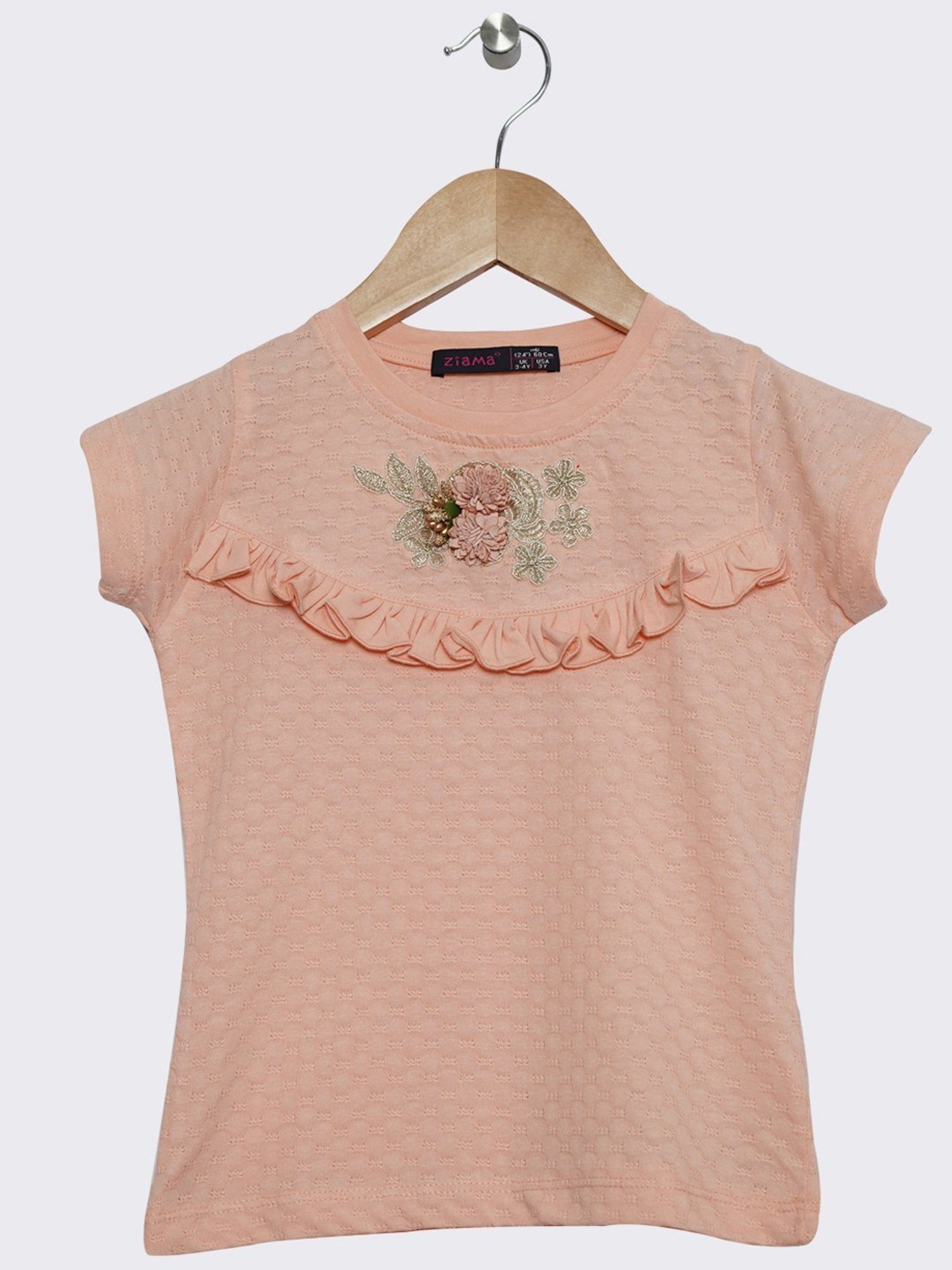 ZIAMA Kids Peach Applique Top