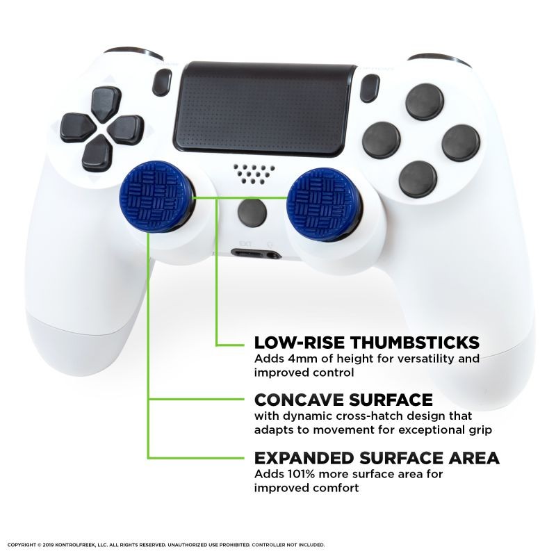 kontrolfreek omni for playstation 4 (ps4) controller | performance thumbsticks | 2 low-rise concave | blue