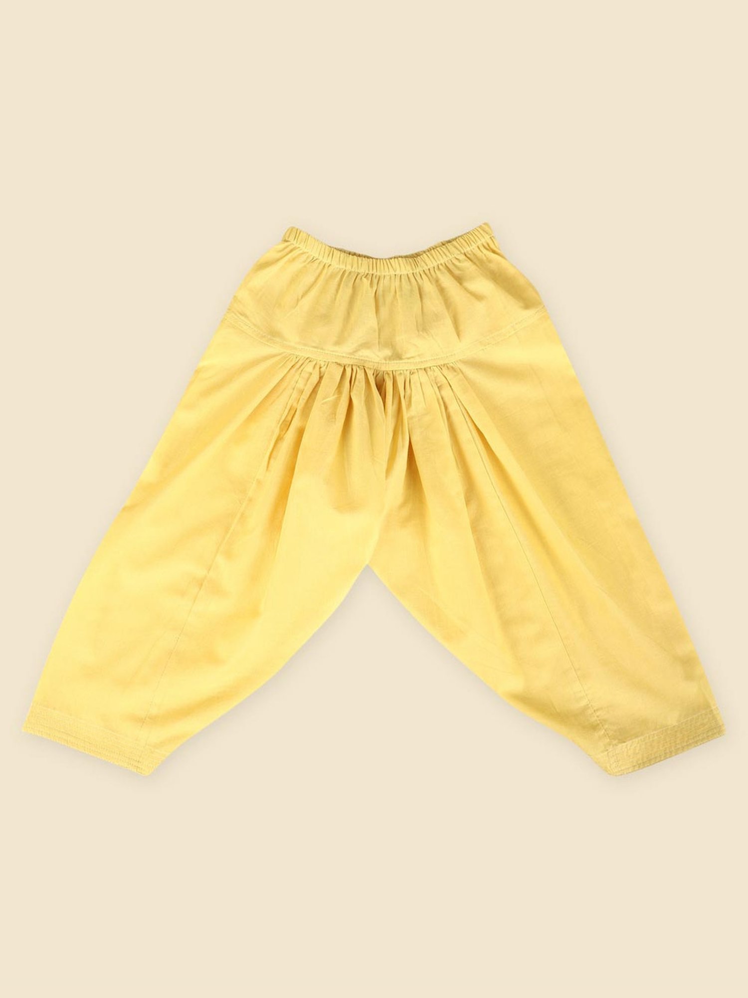 Fabindia Kids Pink & Yellow Cotton Printed Kurta Set