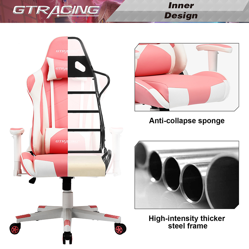 GTRACING Gaming Chair Racing Office Computer Ergonomic Video Game Chair Backrest and Seat Height Adjustable Swivel Recliner with Headrest and Lumbar Pillow Esports Chair