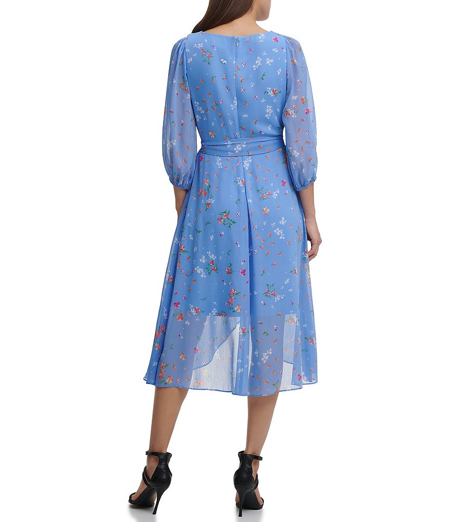 Tommy Hilfiger Paisley Chiffon Smocked Sleeveless Mock-Neck Midi A-Line Dress