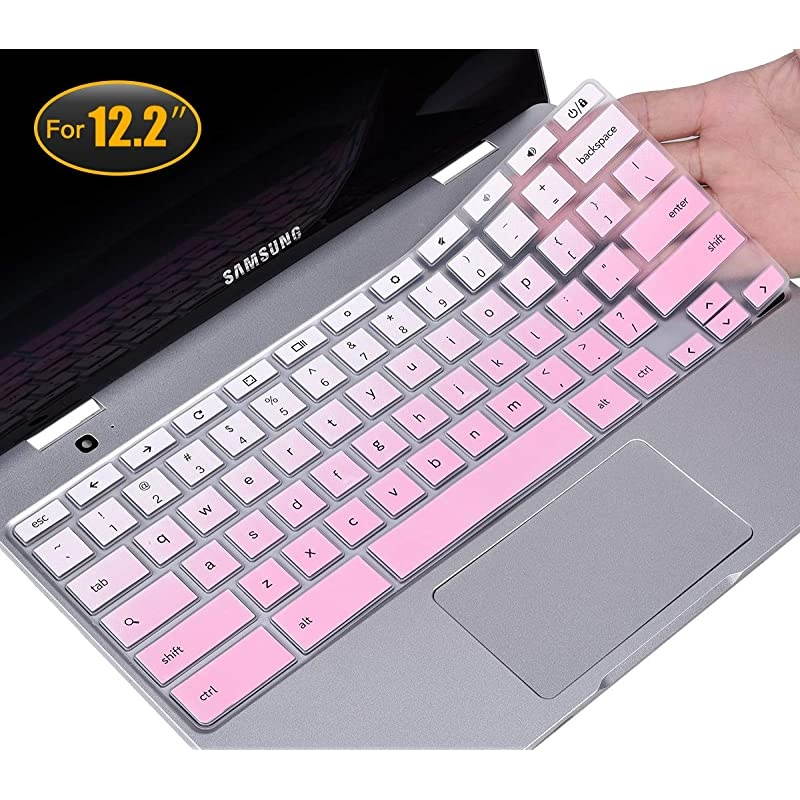 Keyboard Cover Compatible 2019 2018 Samsung Chromebook Pro 122 Samsung Chromebook Plus XE520QAB XE525QBB XE521QAB 122 inch Anti Dust Waterproof Protective Skin Gradual Pink