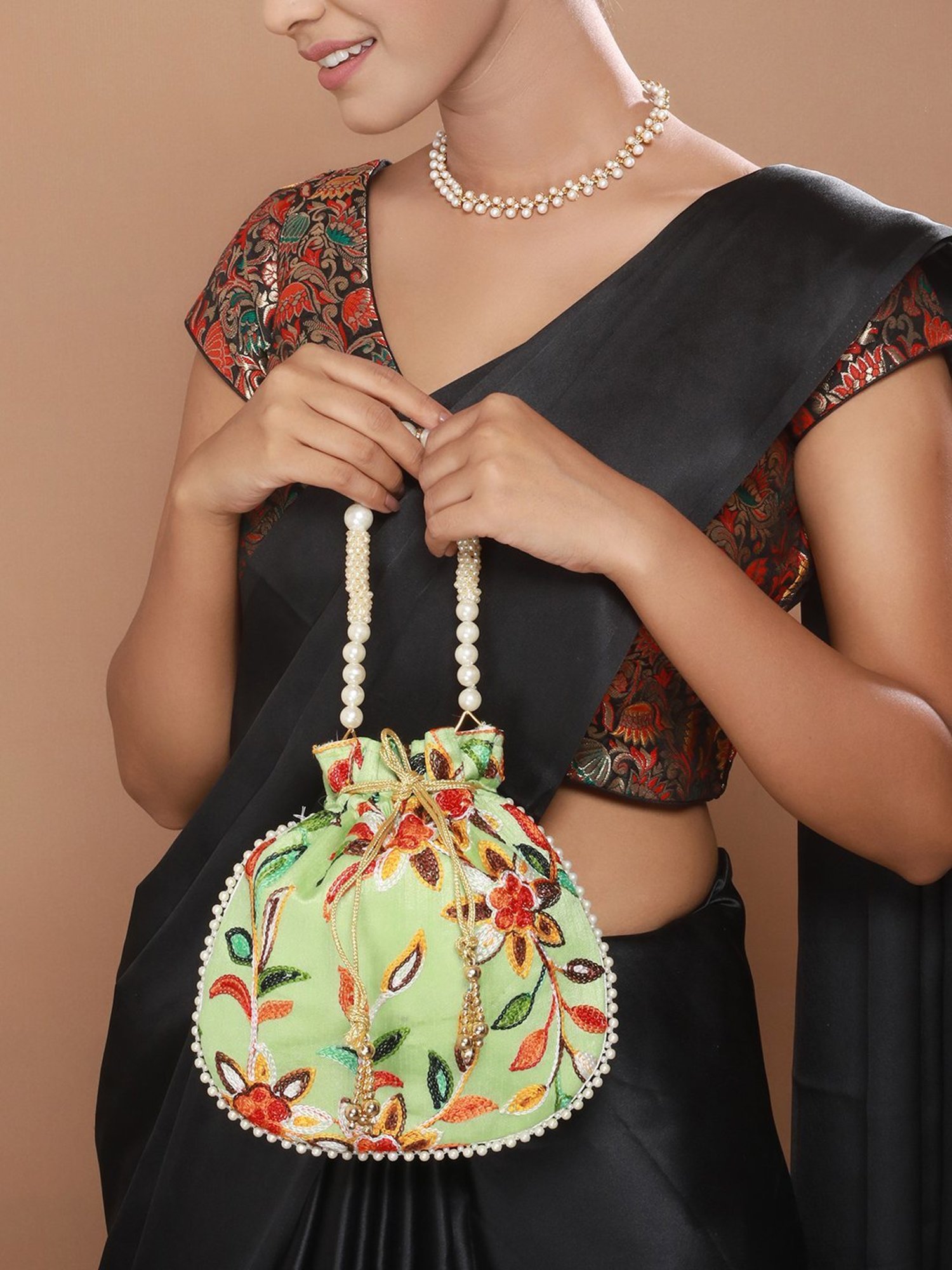 Aatmana Green Embroidered Small Potli