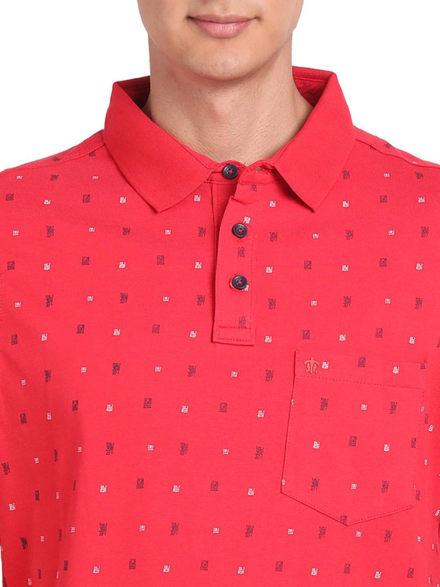 Turtle Red Cotton Slim Fit Printed Polo T-Shirts