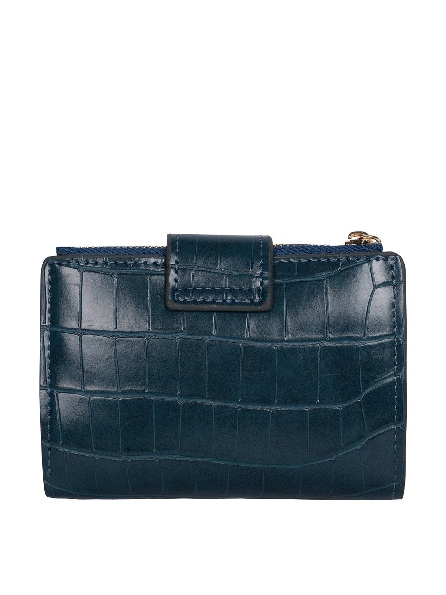 Lino Perros Blue Textured Bi-Fold Wallet for Women