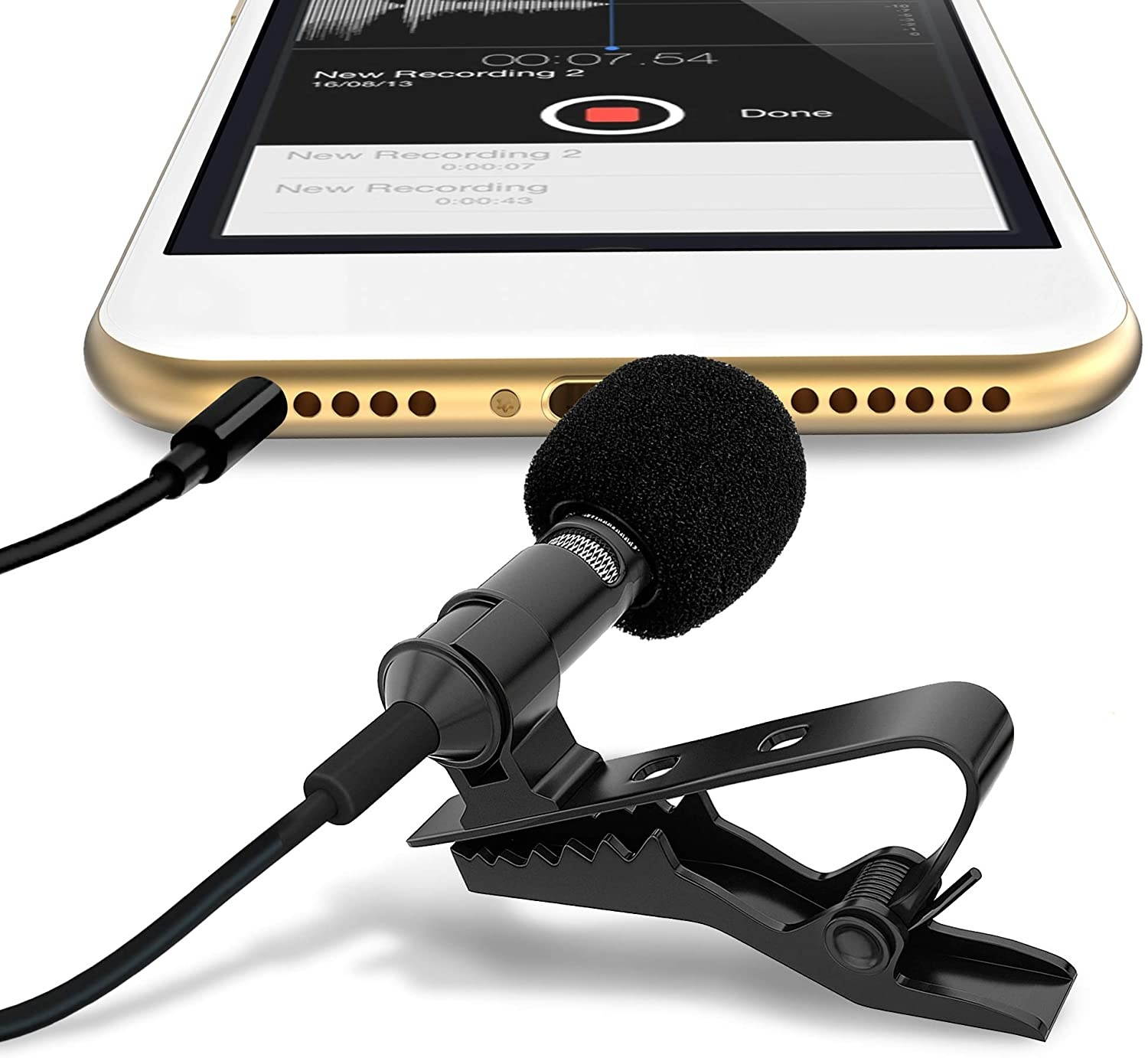 Ultimate Lavalier Microphone for Bloggers and Vloggers Lapel Mic Clip-on Omnidirectional Condenser for iPhone Ipad Samsung Android Windows Smartphones
