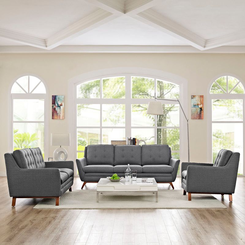 Set of 3 Beguile Living Room Set Upholstered Fabric Gray - Modway