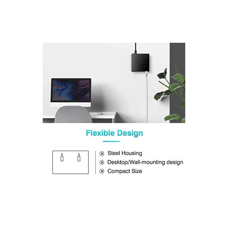 5 Port Gigabit Ethernet PoE Switch 4 Port PoE 58W Unmanaged Durable Metal Casing Desktop Traffic Optimization Fanless Plug and Play SG105POE