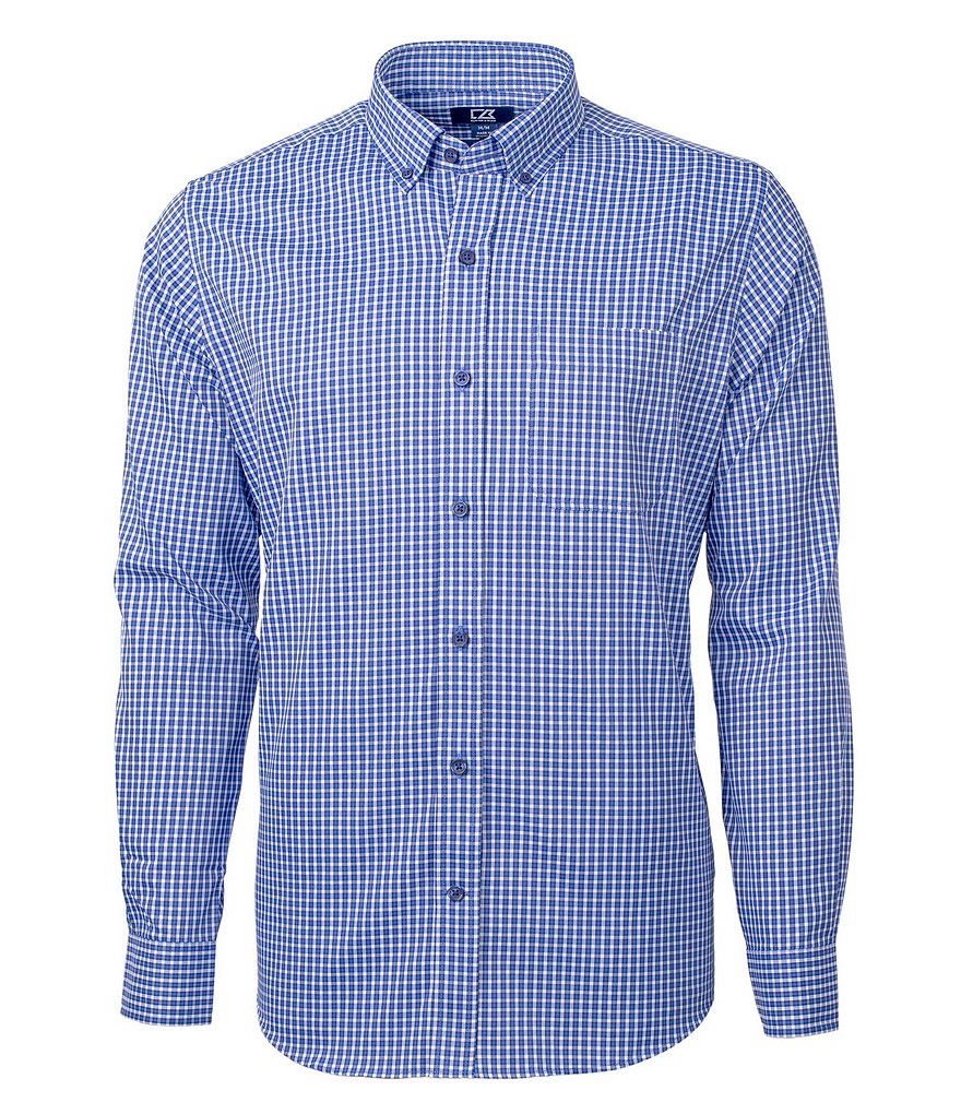Cutter & Buck Versatech Checked Long-Sleeve Dress Shirt