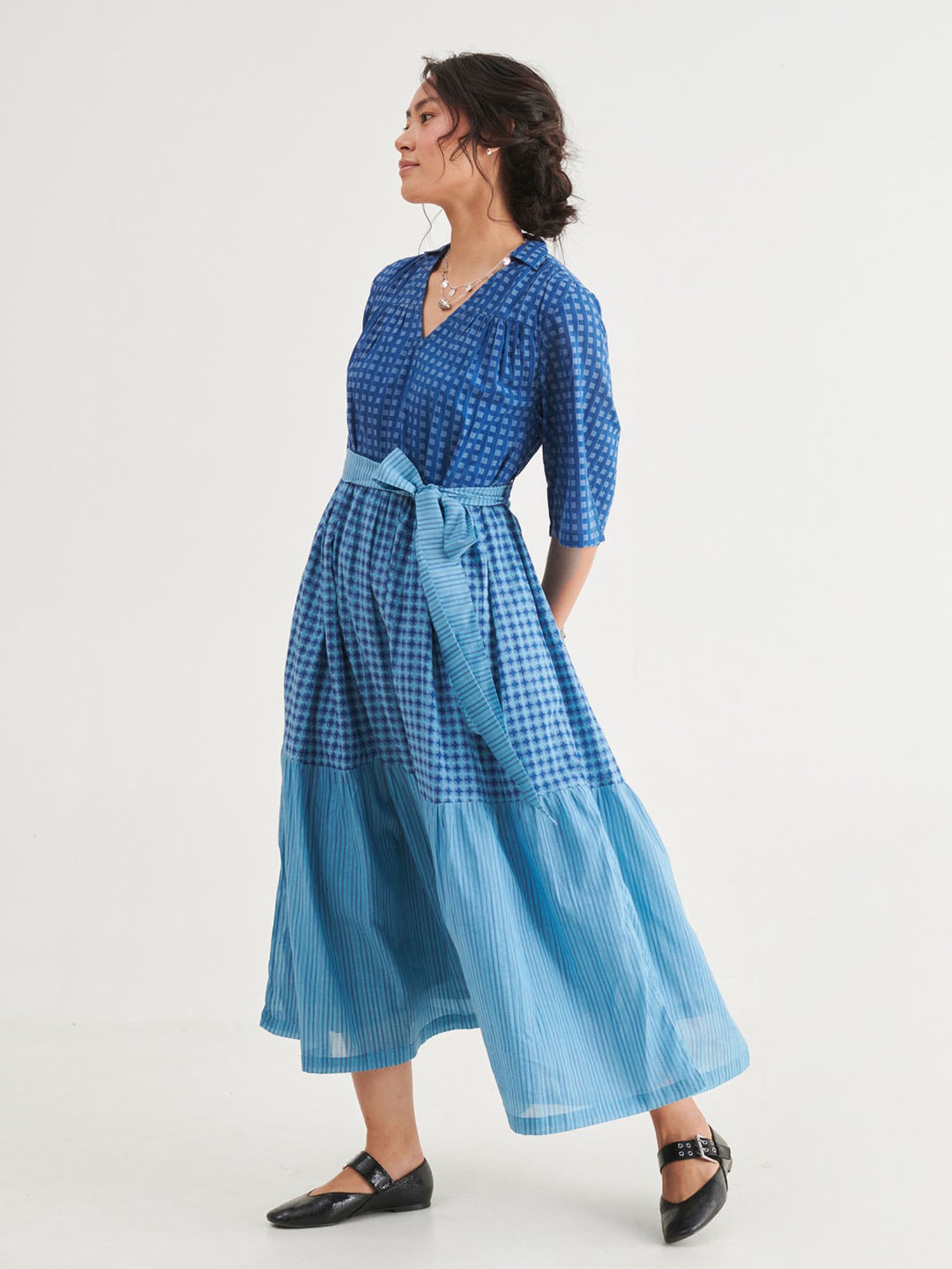 Prakriti Jaipur Indigo Checks Long Dress