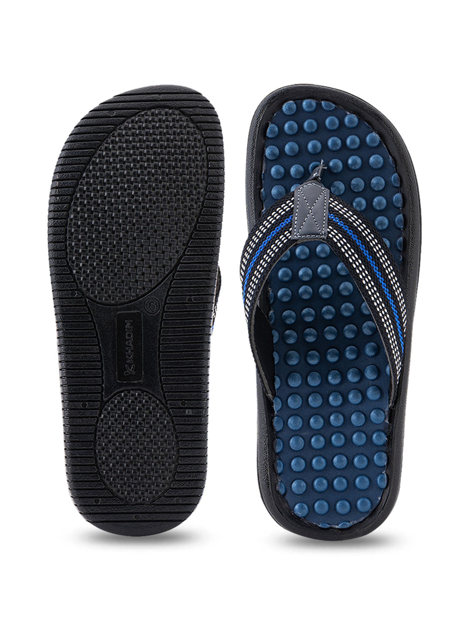 Khadim's Men's Blue & Black Flip Flops