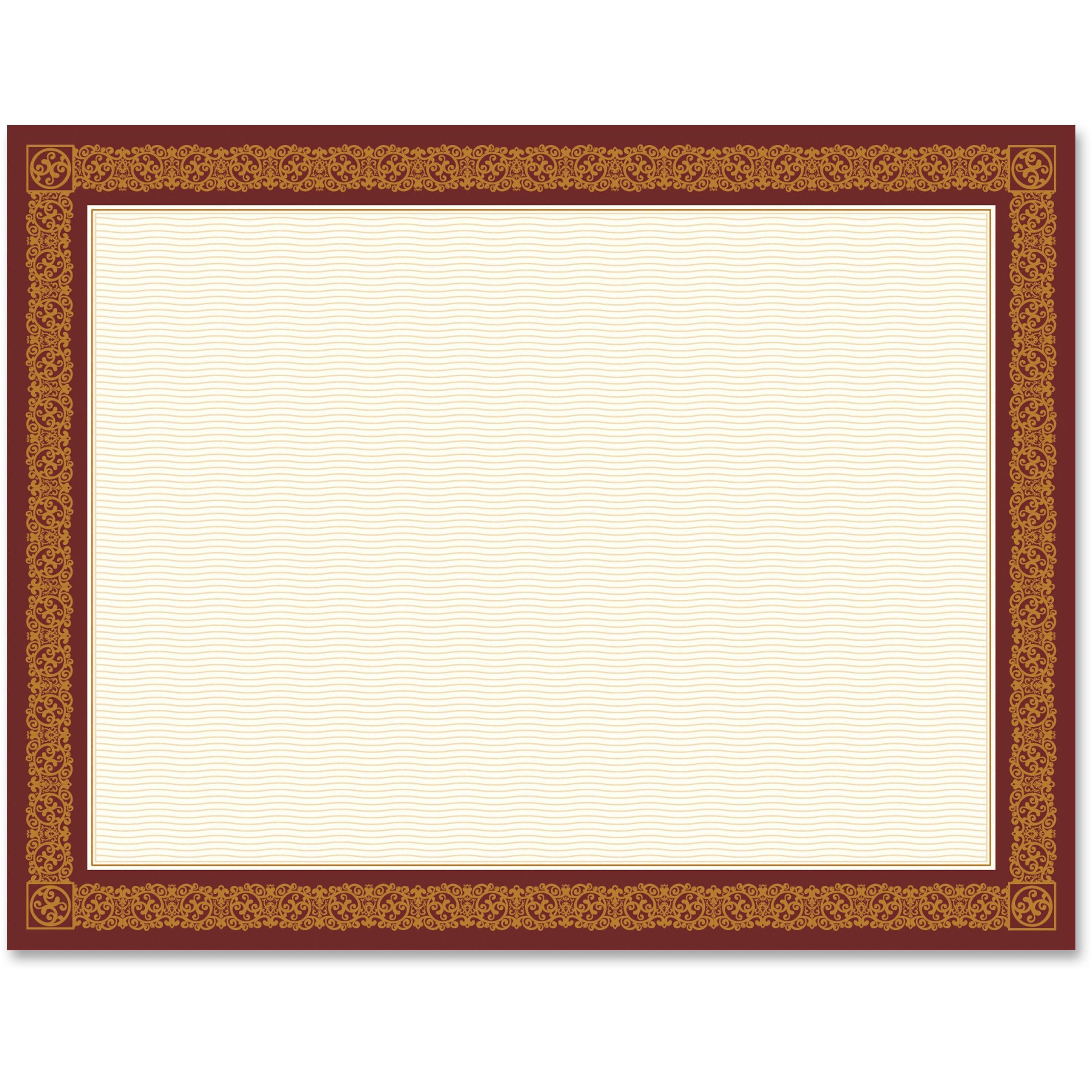 Geographics 48671 Award Certificates, Burgundy/Gold, 8 1/2 X 11, Gold Border, 15/Pack
