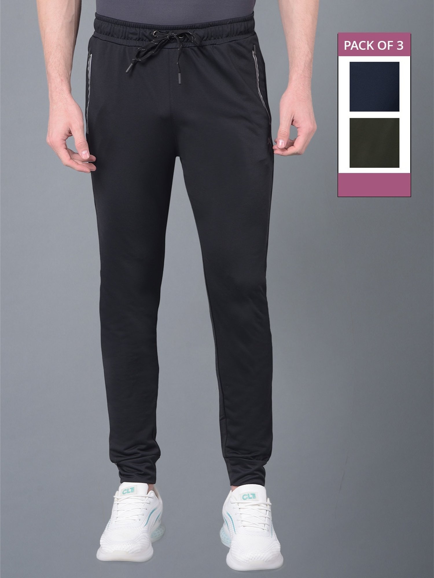 Force NXT Multicolored Regular Fit Sports Joggers - Pack Of 3