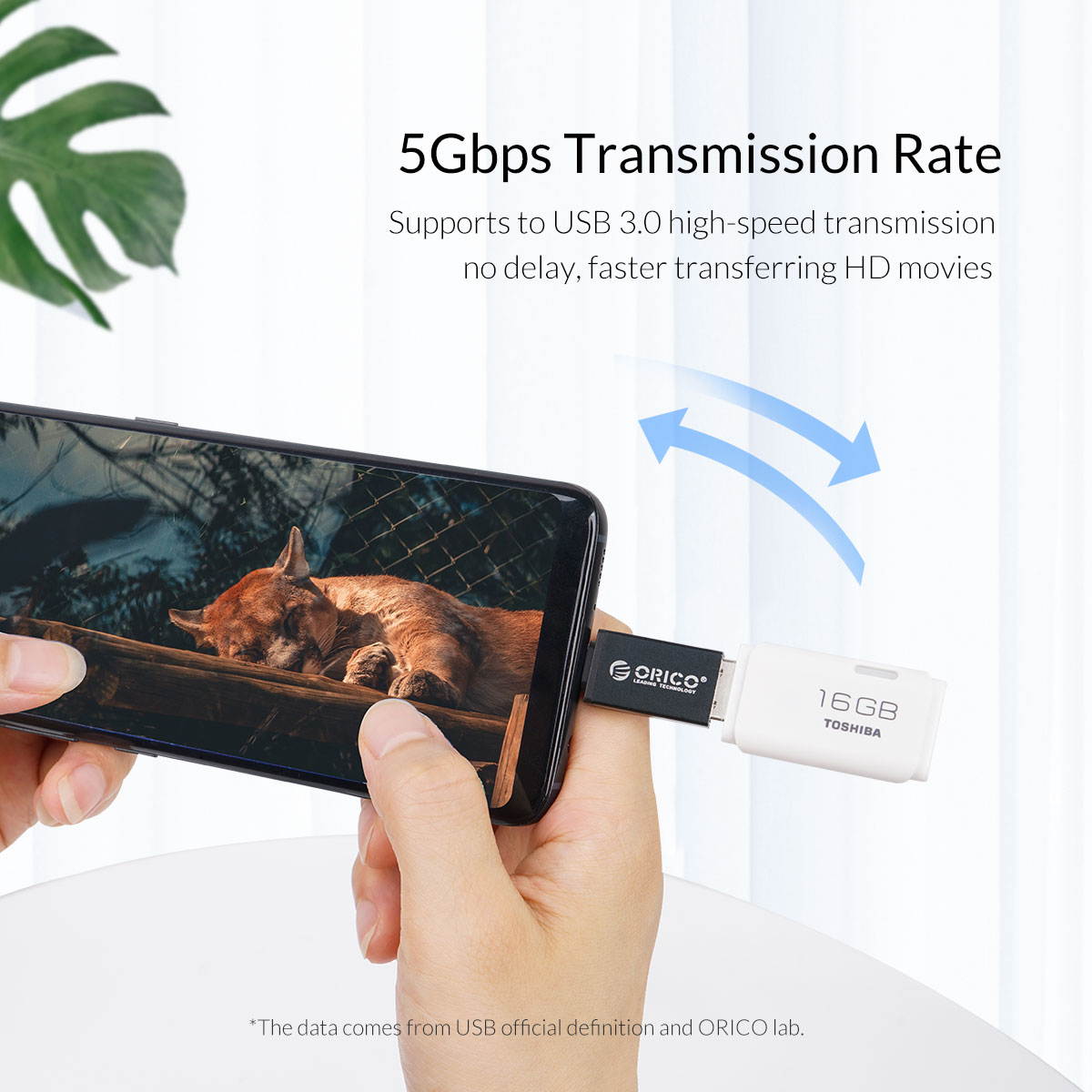 ORICO  Micro USB 3.0 OTG Adapter, Micro B Male to USB A Female On The Go Converter for Android Google Nexus Samsung Galaxy Note HTC LG mobile phones