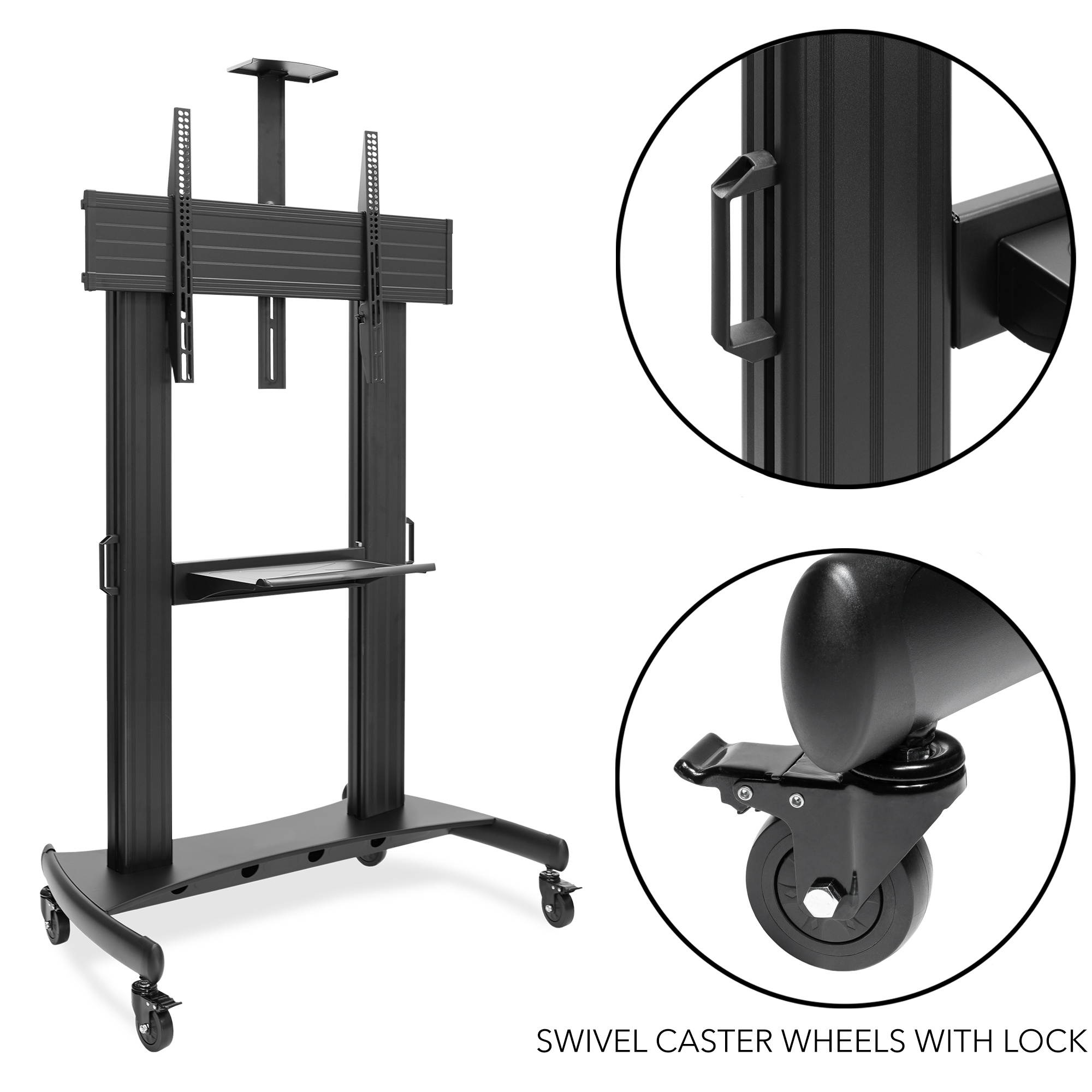 Rolling TV Stand Mobile TV Cart for 60" - 100" Flat Screen, LED, LCD, OLED, Plasma Curved TV's - Universal Mount with Wheels