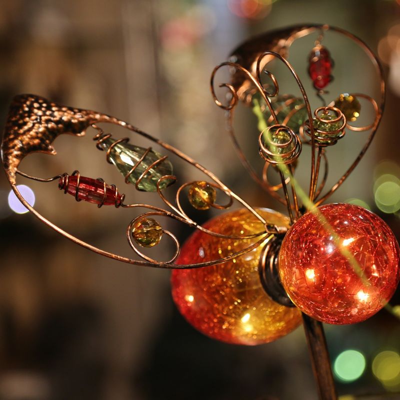 GIL S/3 42.9"H Solar Lighted Flower Yard Stakes