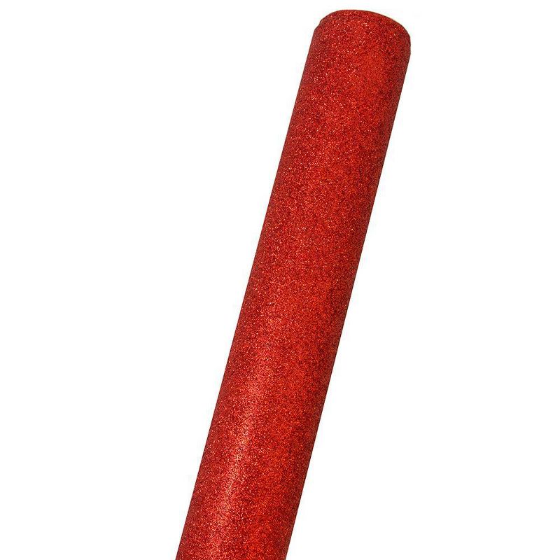 JAM PAPER Red Glitter Gift Wrapping Paper Roll - 1 pack of 25 Sq. Ft.