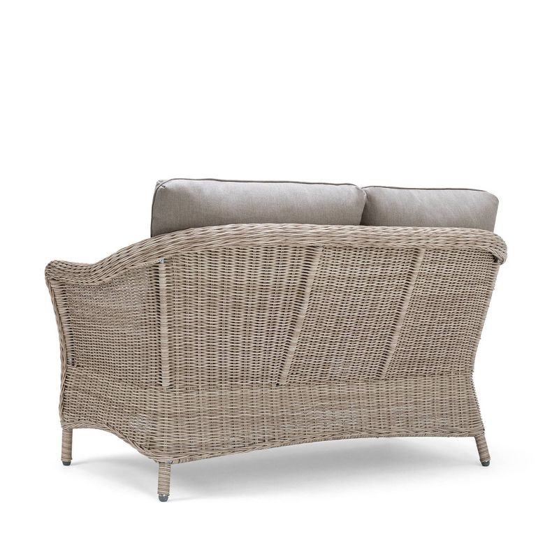 Laurel Loveseat Weathered Brown Frame Sunbrella Cast Shale Gray Fabric - La-Z-Boy