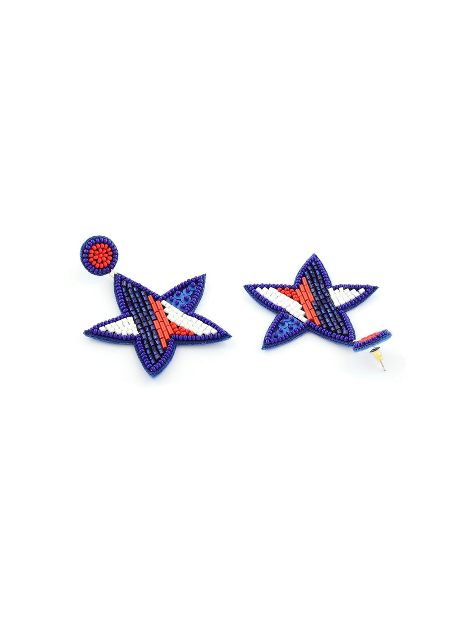 Zaveri Pearls Blue Red Beads Embellished Contemporary Hand Crafted Star Drop Earring-ZPFK15630