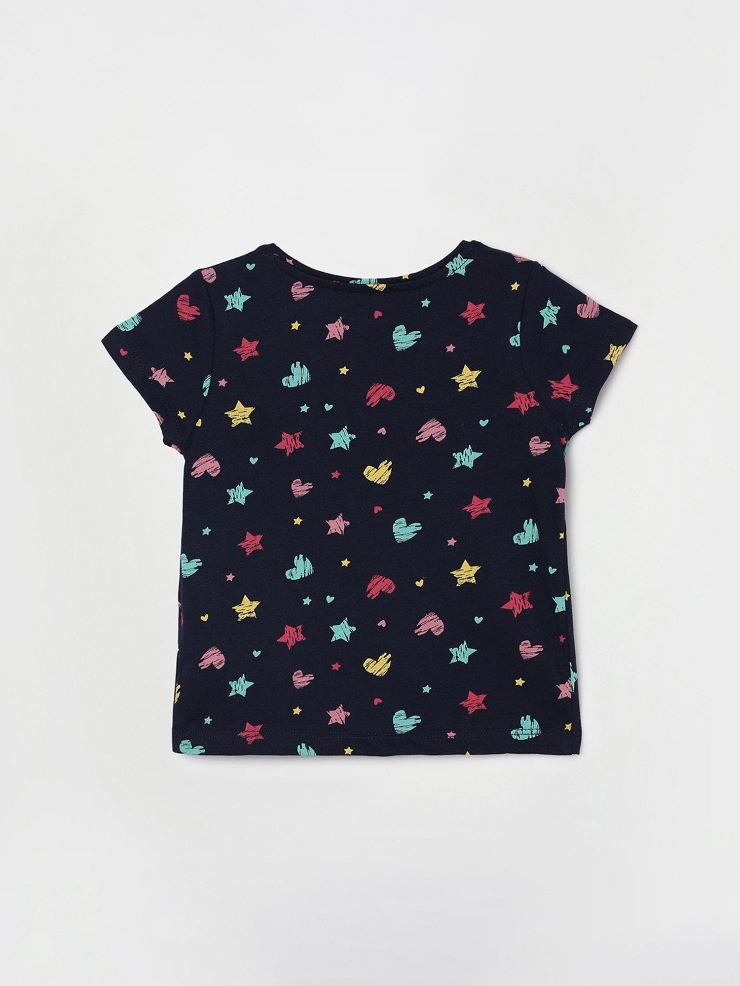 Juniors by Lifestyle Navy Cotton Printed T-Shirt