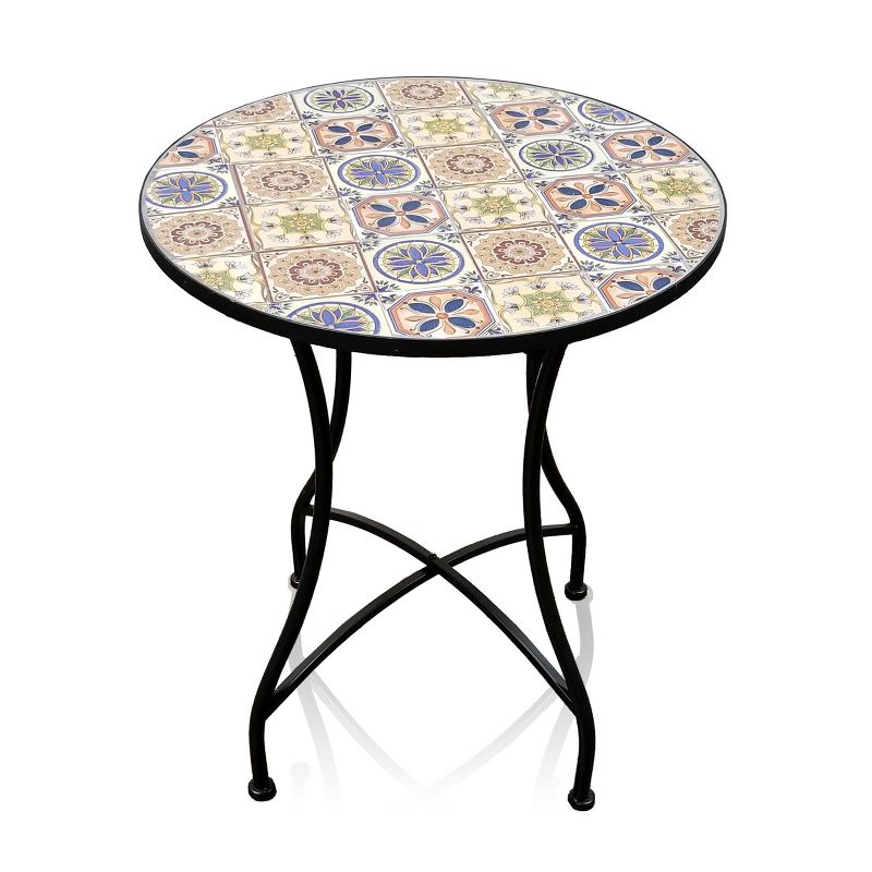 Mediterranean Tile Design Indoor/Outdoor Table and Chairs Patio Set - Alpine Corporation