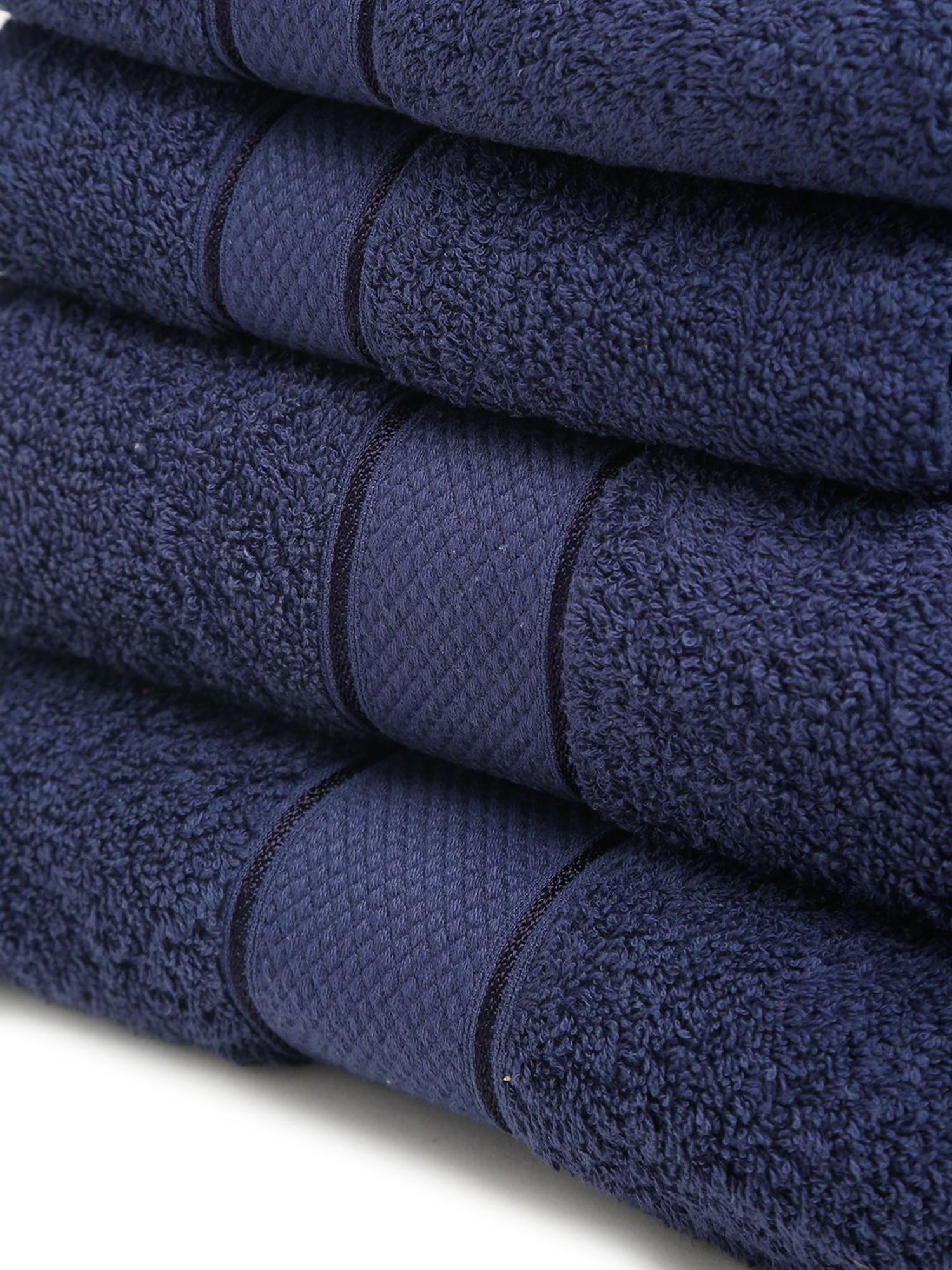 Creeva Navy Blue 525 GSM Cotton Towel Set of 4