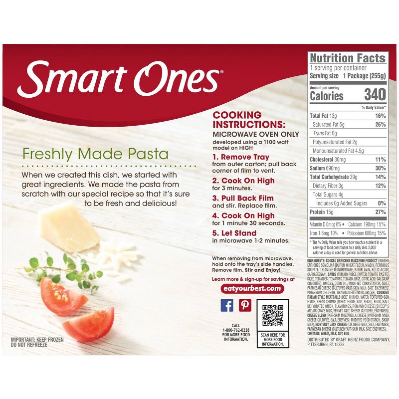 Smart Ones Frozen Three Cheese Ziti with Meatballs - 9oz