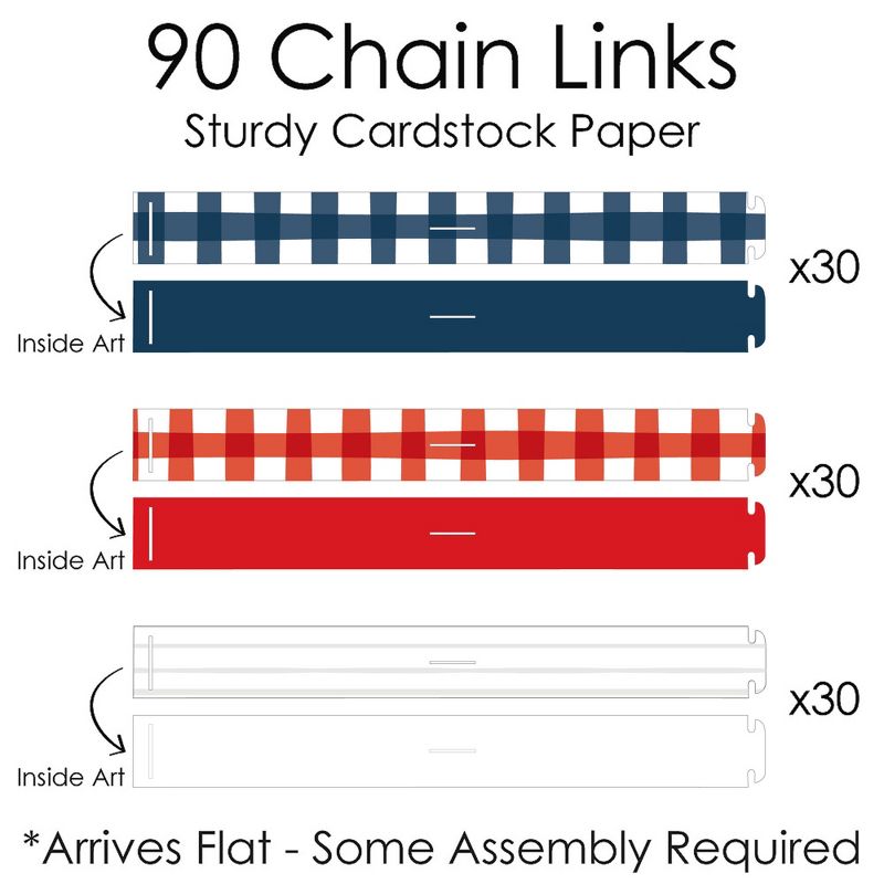 Big Dot of Happiness Missed You BBQ - 90 Chain Links and 30 Paper Tassels Decoration Kit - Backyard Summer Picnic Party Paper Chains Garland - 21 feet