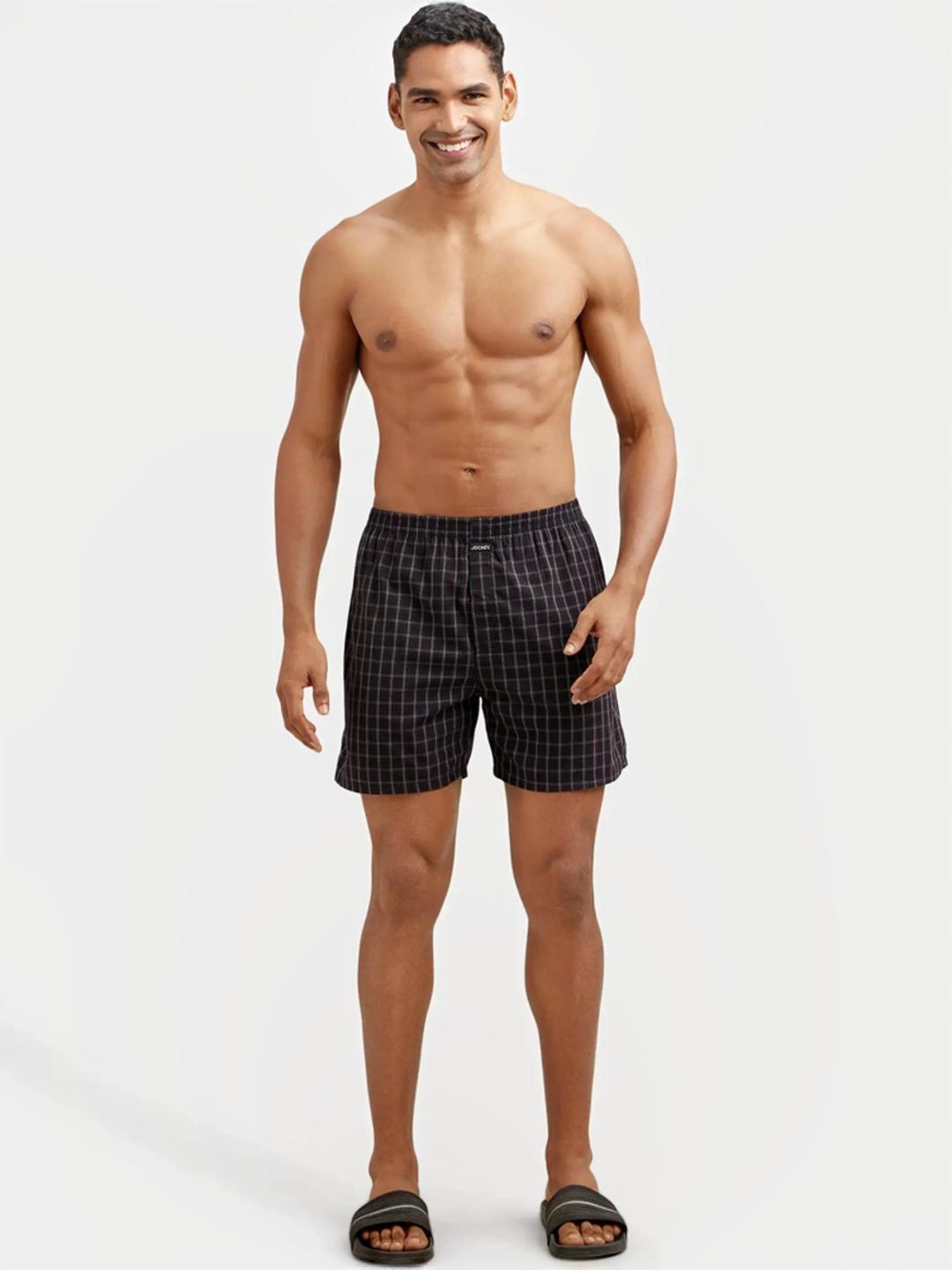 Jockey Black & Navy Regular Fit Check Boxer Shorts - Pack of 2