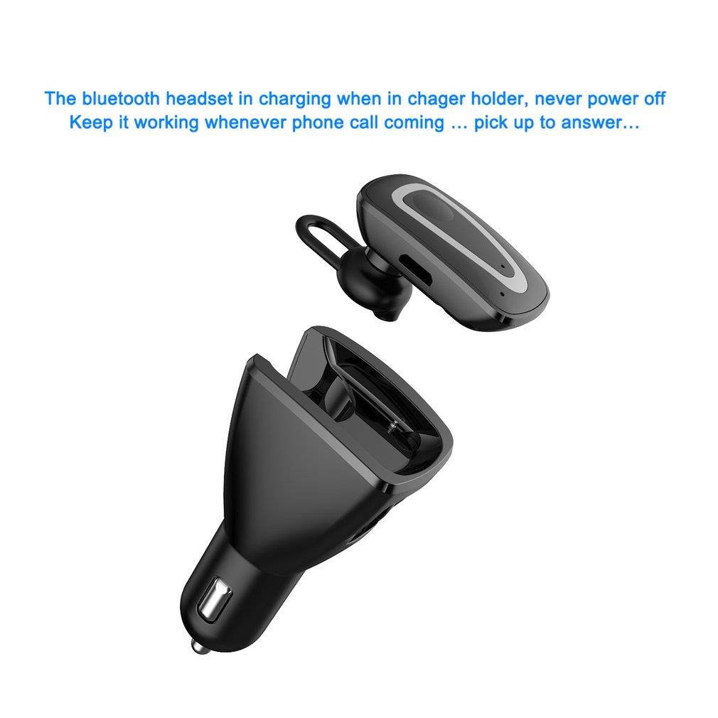 V-C2 Dual USB Ports Vehicle Charge Adapter Double USB Car Charger Wireless Bluetooth Earphone Hands-free Calls Function