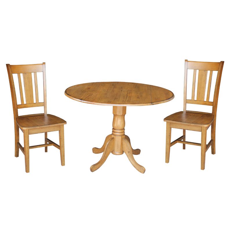Set of 3 42" Dual  Table with 2 San Remo Chairs Dining Sets Pecan - International Concepts
