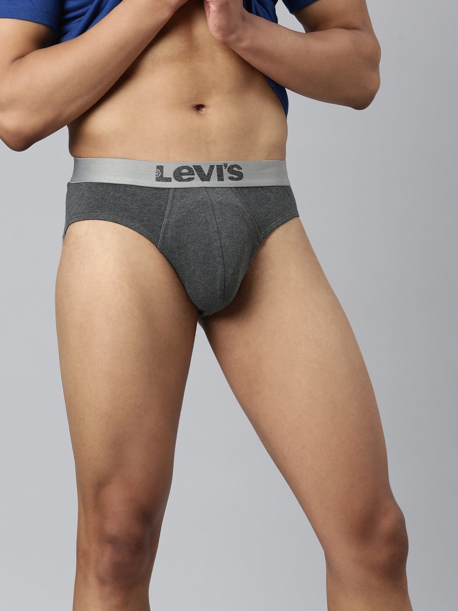Levi'S Black & Grey Cotton Skinny Fit Briefs - Pack Of 2